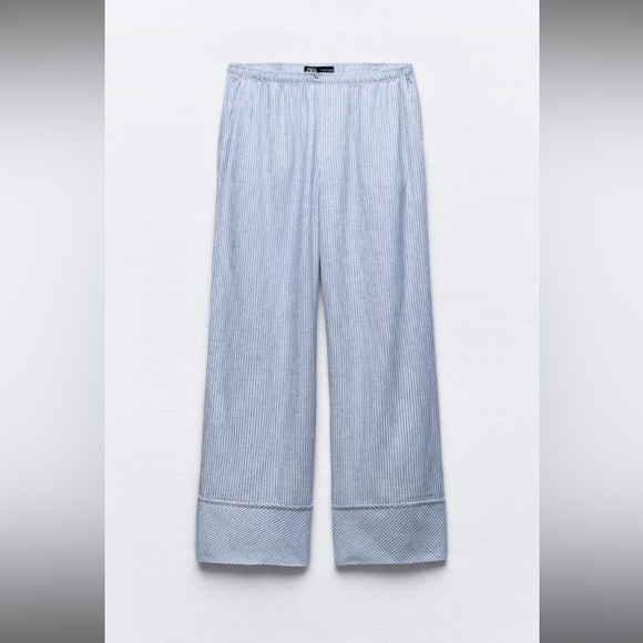 Zara Light Blue Pyjama style pants / beach pants - Picture 2 of 4